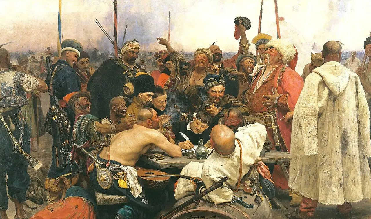 Запорожці пишуть листа турецькому султану, картина Іллі Рєпіна