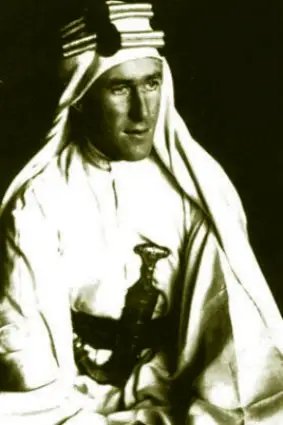 T. E. Lawrence (Lawrence of Arabia) in traditional Arab dress, c. 1918