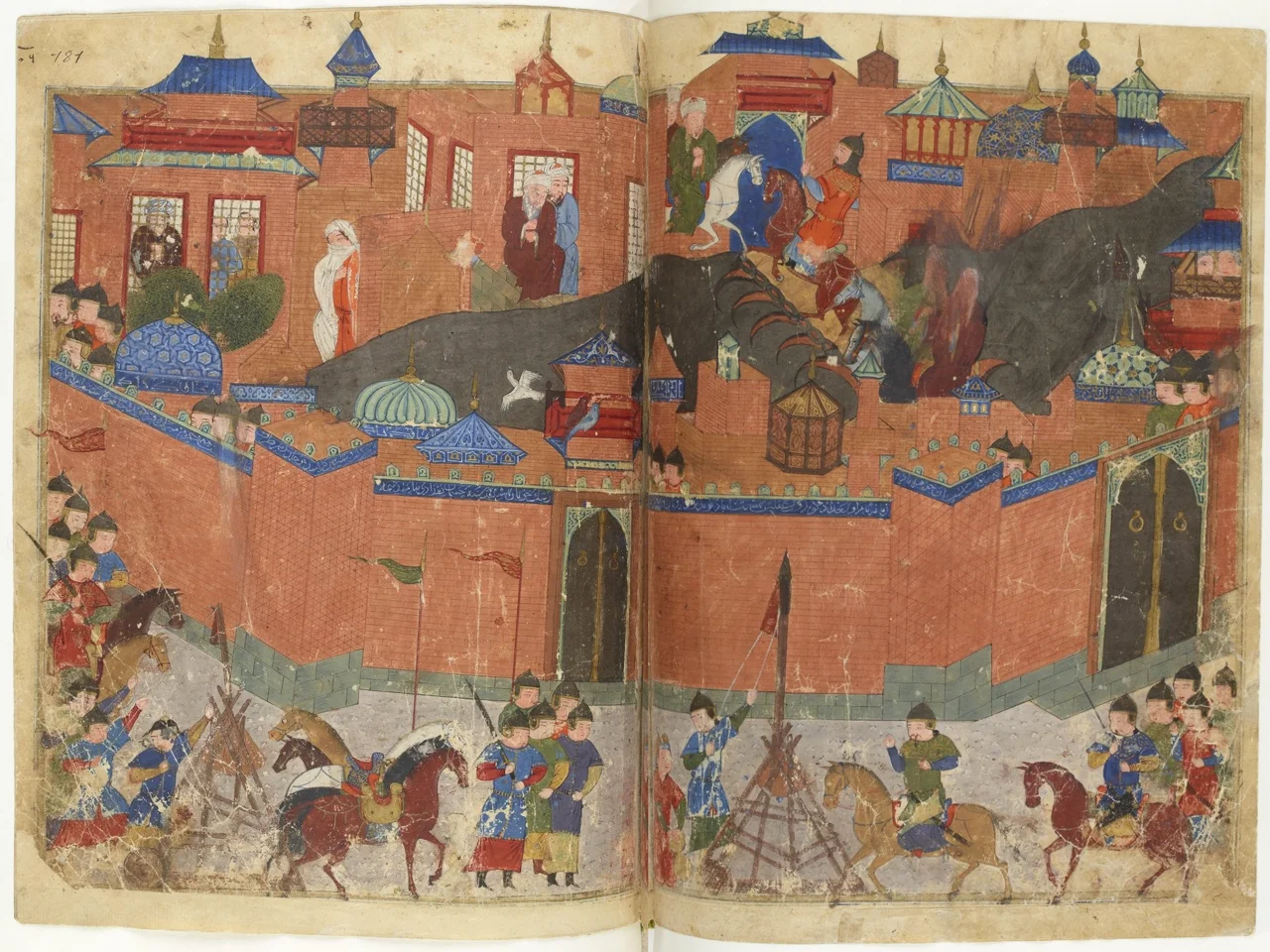 The siege of Baghdad, 1258 — miniature from <em>Jami al-Tawarikh</em>