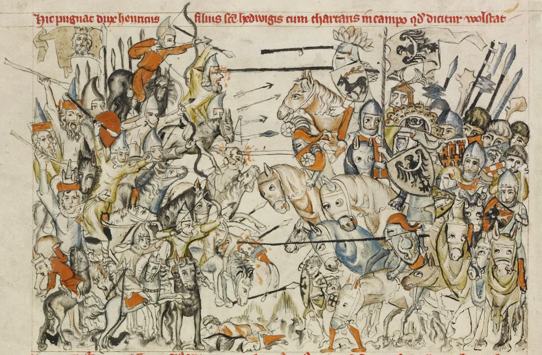 Battle of Legnica, 9 April 1241 — medieval miniature