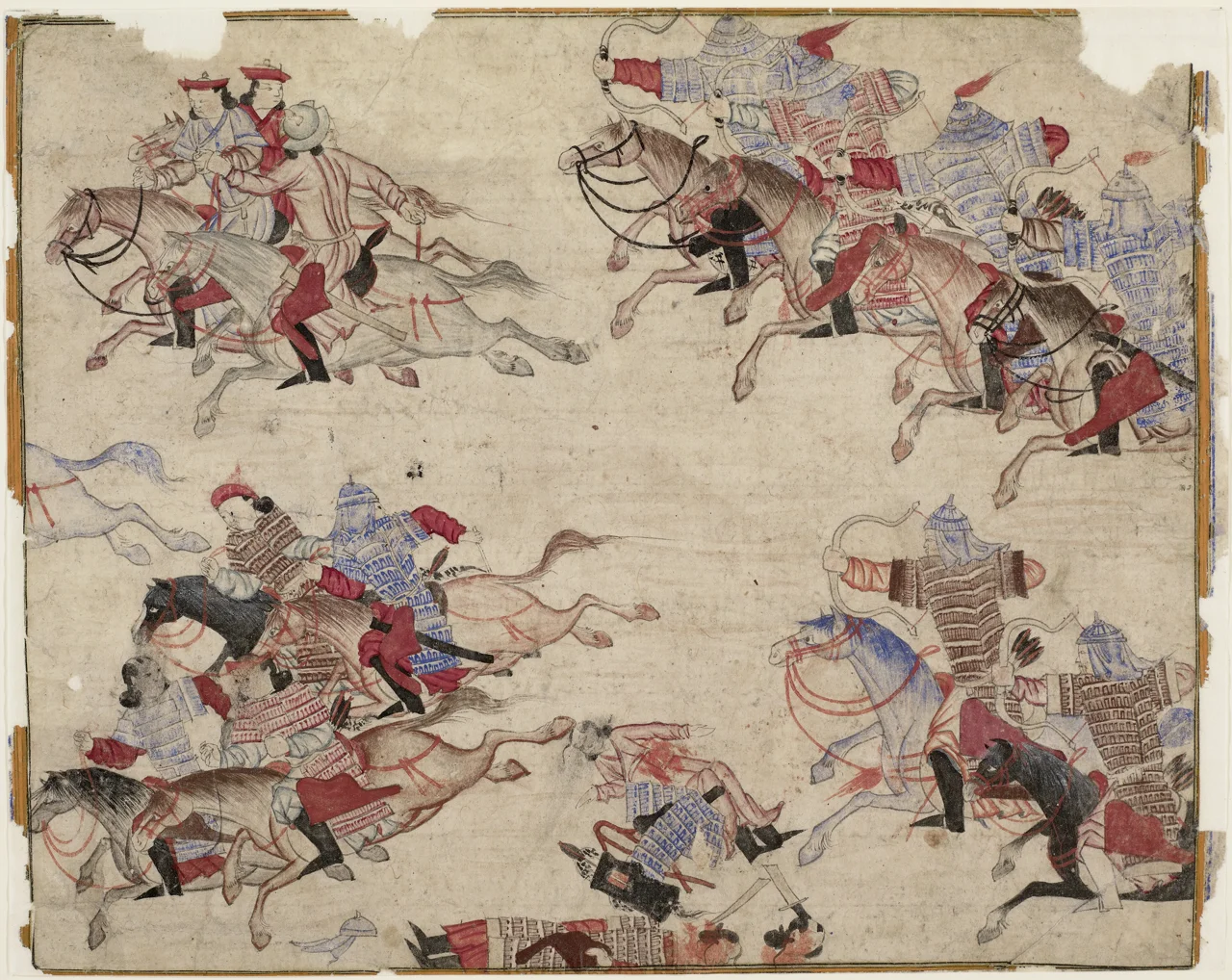 Mongol mounted archer, 14th-century Persian miniature
